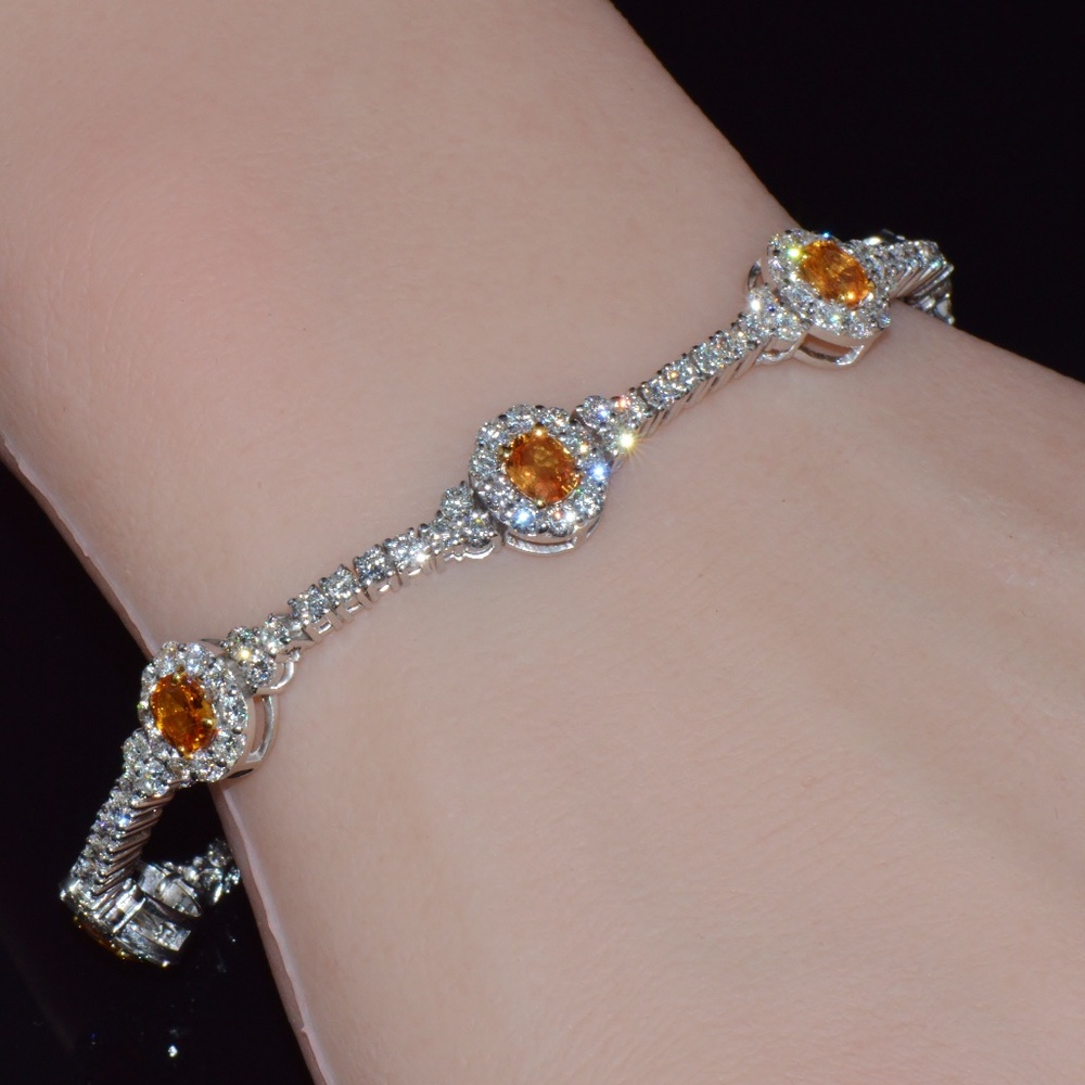CERTIFIED NATURAL 8.16CTS VS F DIAMOND SAPPHIRE 18K SOLID GOLD TENNIS BRACELET